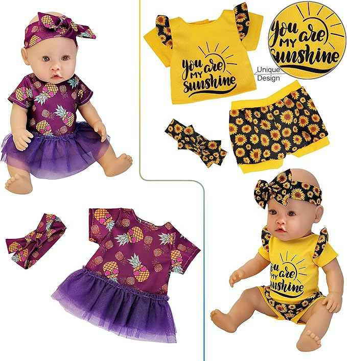 10 Sets 14-16 Inch Baby Doll Clothes Dress Outfits Headbands Accessories fits New Born 15 inch Baby Doll