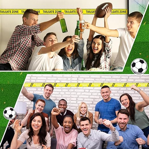 Nuanchu 2 Rolls 3'' x 98 Feet Tailgate Zone Caution Tape Football Party Decorations Football Tailgate Party Banner Supplies Favors for Sports Theme Birthday Bowl Parties(no Stickiness)