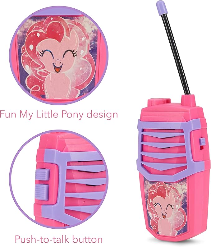 Sakar My Little Pony Molded Walkie Talkie for Kids, Safe and Flexible Antenna, Over 1000ft Range, Easy-to-Use Power Switch, Belt Clip, Pack of 2, Camping Accessories, 2-Pack, Outdoor Toys
