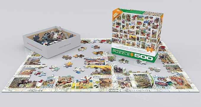 EuroGraphics (EURHR) Wildlife Vintage Stamps 500Piece Puzzle 500Piece Jigsaw Puzzle