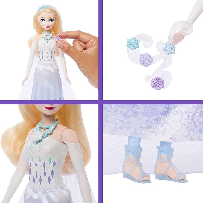 Mattel Disney Frozen Elsa Fashion Doll & Accessories with 8 Surprises, Including Snowflake Gem Box, Ring for Child & 9 Play Pieces, Inspired by Movie