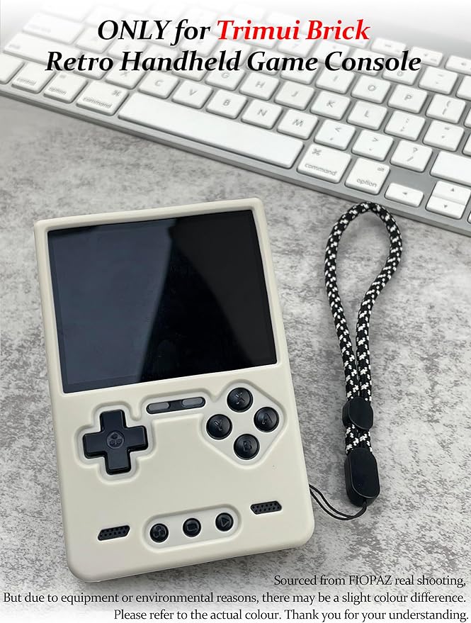 Silicone Case for Trimui Brick Retro Handheld Game Console, Soft Skin Cover for Trimui Brick Accessories, Anti-Scratch Washable TrimuiBrick with Lanyard (OffWhite)