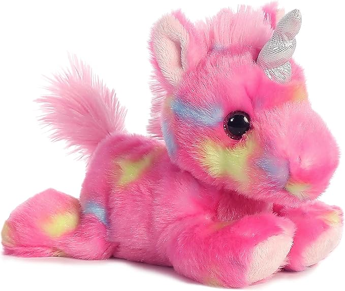 Aurora® Vibrant Bright Fancies™ Jellyroll Unicorn™ Stuffed Animal - Eye-Catching Fun - Delightful Cuddles - Pink 8 Inches