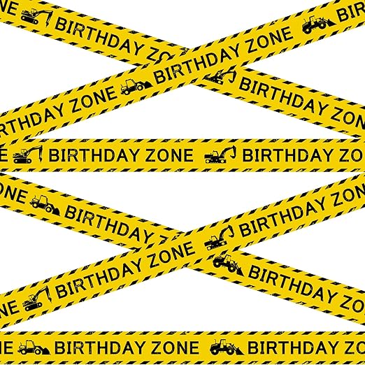 Nuanchu 2 Rolls 3'' x 98 Feet Birthday Zone Construction Party Tape Decorations Construction Birthday Party Supplies Favors for Kids Classroom Room Decor(No Stickiness)