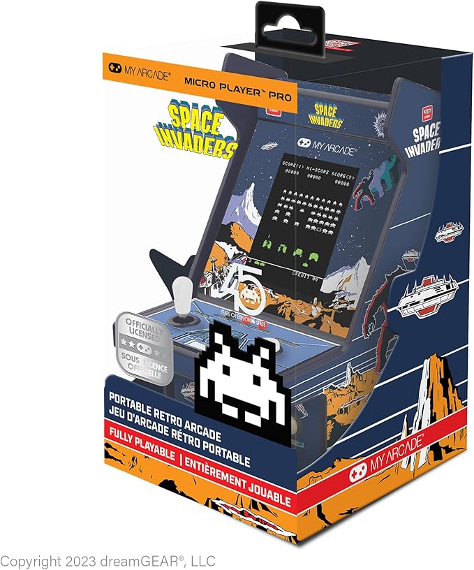 My Arcade Space Invaders Micro Player Pro: Retro Games, 6.75" Mini Arcade Machine, Video Game Collectibles