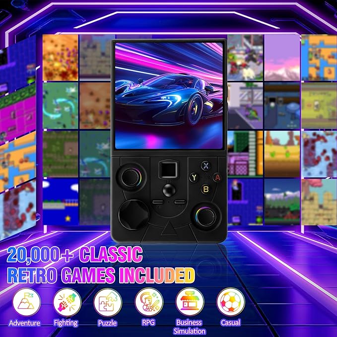 DC40V Retro Handheld Game Console - 4.0 Inch Retro Gaming Console with Preloaded 20,000+ Classic Games, Open Source Linux System, Built-in 64G TF Card, Portable Pocket Hand Held Video Game