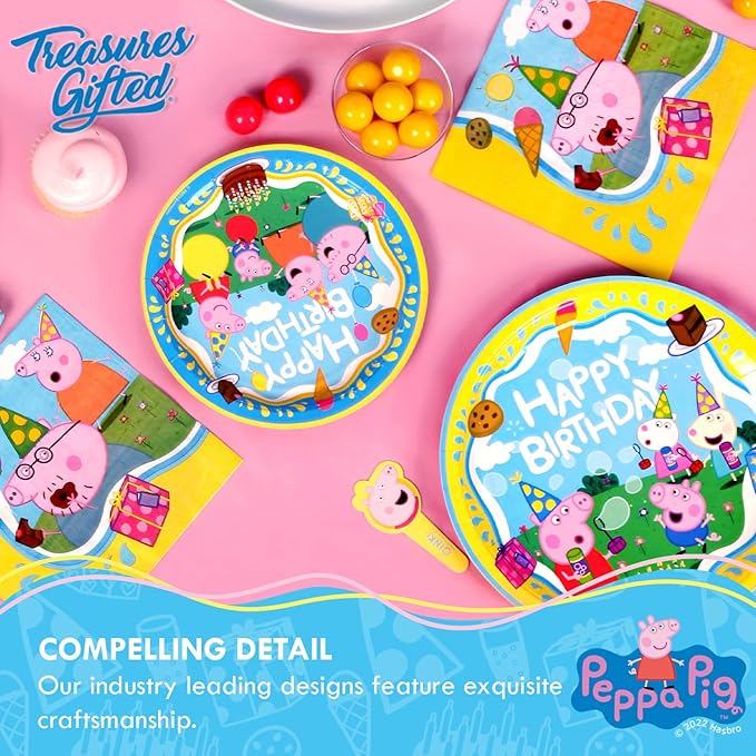 Treasures Gifted Officially Licensed Peppa Pig Birthday Banner - Peppa Pig Happy Birthday Banner - Peppa Pig Birthday Party Supplies