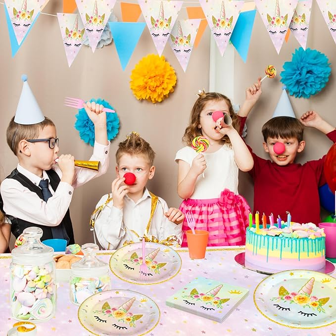 120PCS Unicorn Party Supplies Set, Serves 30 Guests Including Unicorn Paper Plates, Dessert Plates, Napkins, Forks,for Unicorn Themed Birthday Party Decoration, Unicorn Tableware