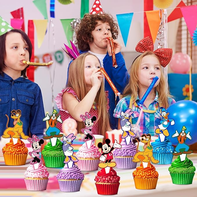 Mouse Birthday Party Supplies, 24PCS Cupcake Toppers Decorations for Mickey Party Supplies Decor