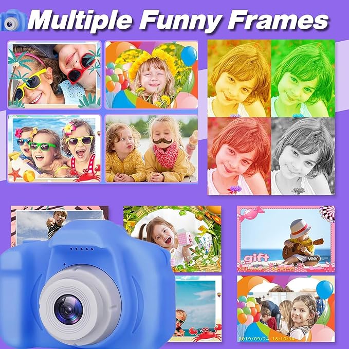 Kids Camera Toys Gifts Christmas Birthday Festival for Boys Age 3 4 5 6 7 8 9 10 Year Old Boy Toys HD Digital Video Toddler Camera with 32GB SD Card(Blue)