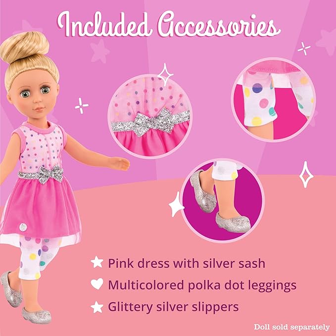 Glitter Girls 14-Inch Doll Clothes & Accessories – Stay Sparkly Dress & Leggings Regular Outfit – for Girls 3+ Years – Children’s Toys