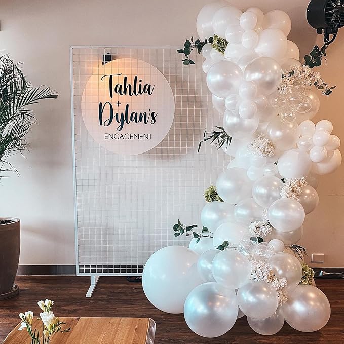 White Balloons 12 Inch Wedding Pearl White Latex Balloons, Thicker Matte White Clear Party Helium Balloon Set for Birthday Engagement Anniversary Bridal Shower Winter Christmas Party Decoration