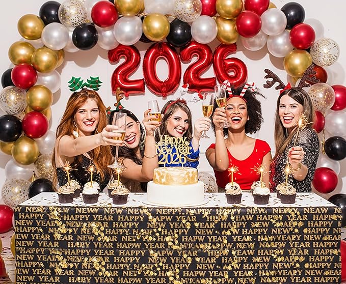KALOR 16 Inch 2026 Red Foil Number Balloons, 2026 New Years Decorations for 2026 Happy New Year Eve and Graduations Party Supplies