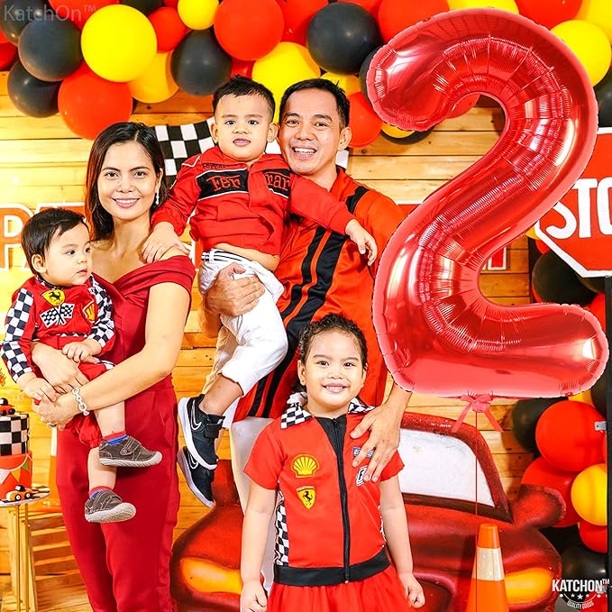 KatchOn, Giant Red Number 2 Balloon - 40 Inch | Mylar Foil 2nd Number Balloons For Happy Birthday Decorations | Red 2 Balloon Number For Anniversary Decorations | Birthday Party Decoration