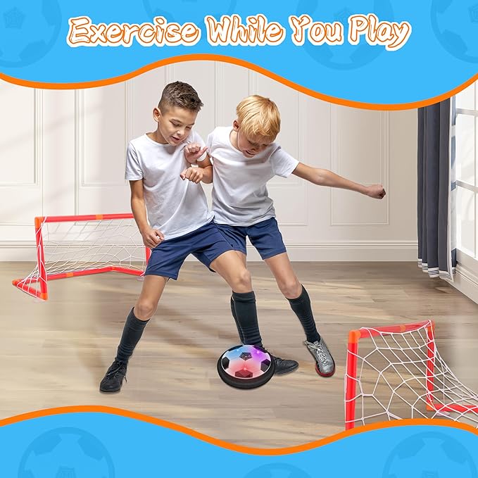 LED Hover Soccer Ball, Floating Soccer Set with 2 Goal Soccer, Indoor Soccer Game for Young Boys and Girls, Birthday Gifts for Young Kids, Toys Gifts for Ages 3-12