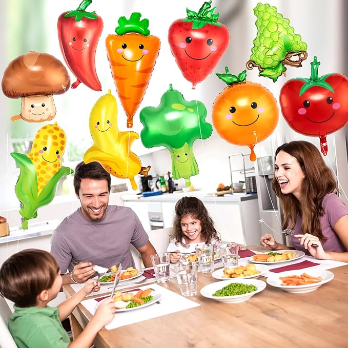 Vegetable Balloons Decoration, 10 Styles Fruit and Veggie Foil Balloon for Wedding Baby Shower Party Supplies