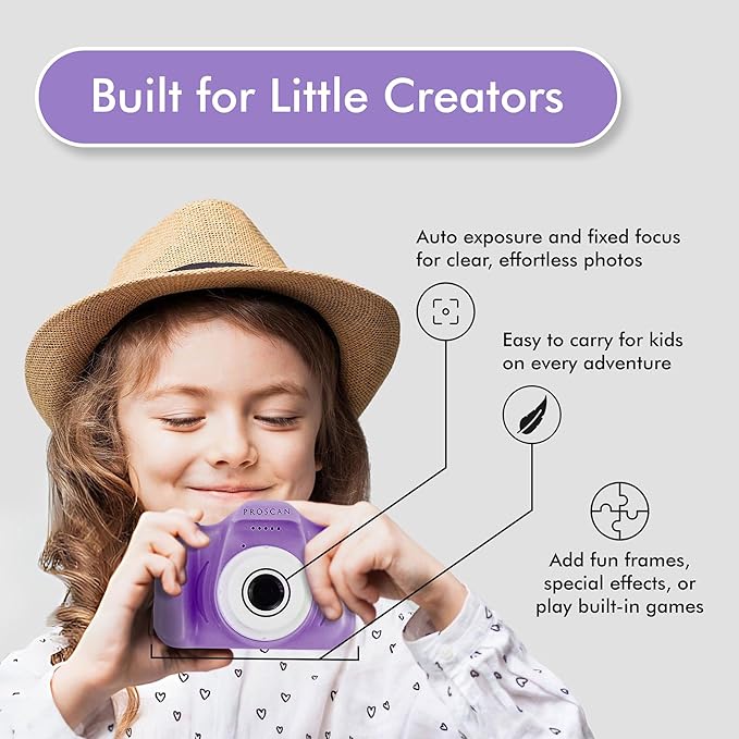 PROSCAN Kids Digital Camera - Children's Camera for Boys and Girls | 1080 Rechargeable Camera for Kids | Game Feature | Video | Gift Ideas