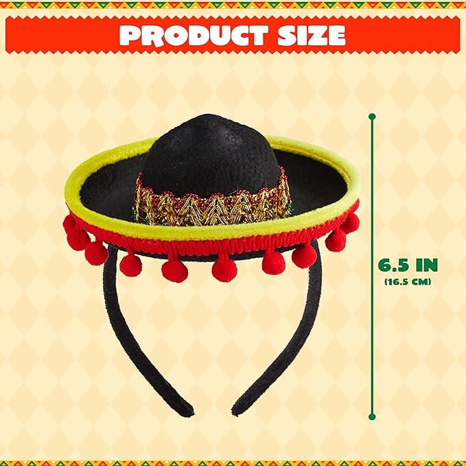JOYIN 6 PCS Cinco De Mayo Fiesta Fabric and Straw Sombrero Headbands Party Costume for Fun Fiesta Hat Party Supplies, Luau Event Photo Props, Mexican Theme Decorations and Party Favors