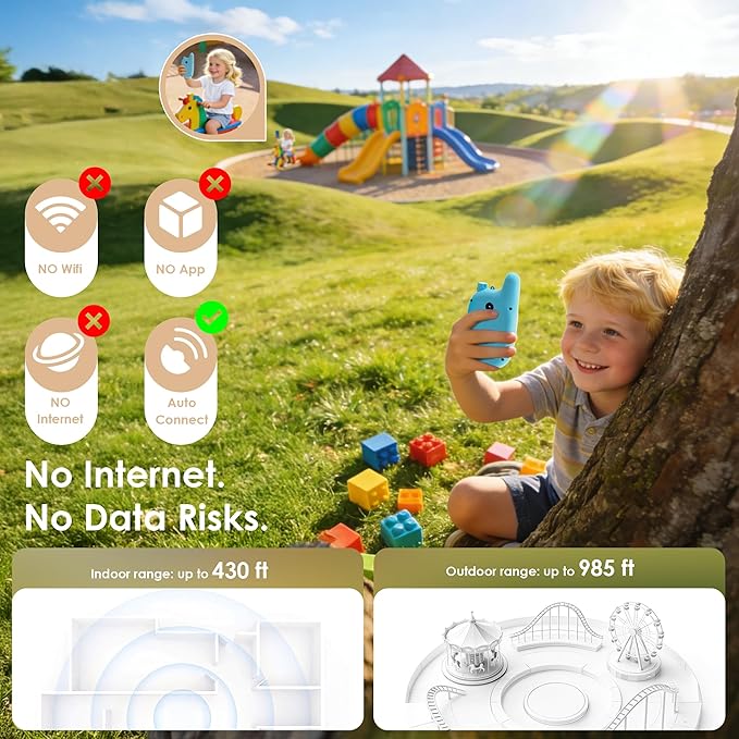 Video Walkie Talkies for Kids, Toys for 3–12 Year, Dual Camera, Rechargeable 2-Way Radio Toy, Send Photos & E-mojis, 1000ft Long Range for Indoor Outdoor, Camping, Hiking, Kids Games