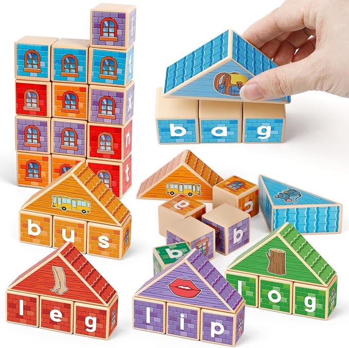 CVC Word Games, Phonics Game for Kids, Spelling Games, Preschool Learning Activities, Building Blocks for Toddlers, Learn to Read, English Learning Tools, Kindergarten Classroom Must Haves