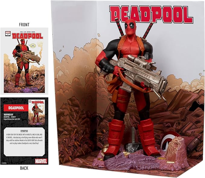 McFarlane Toys- Marvel Deadpool 1:6th Scale Collectible with Scene & Comic (Deadpool #1)