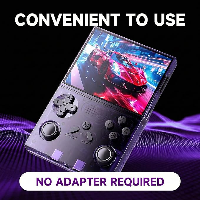 R40 Retro Handheld Game Console - Open Source System,3.5" IPS Screen, 18,000+ Classic Games, 128G TF Card, 3000mAh Battery, Portable Gaming Player for Travel, Retro Gaming Console, Purple