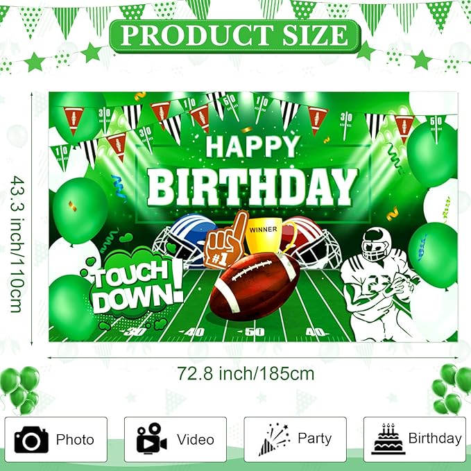 Football Birthday Party Decorations Super Game Backdrop Banner Football Bowl Theme Birthday Party Supplies Touchdown Banner Decor