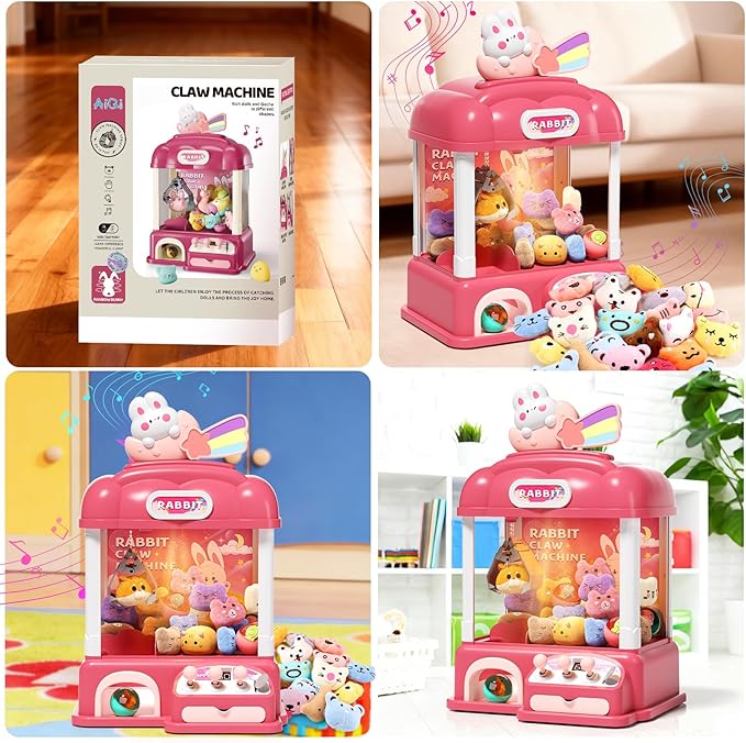 Large Kids Claw Machine, 16.5 * 11 * 9.6in Electronic Claw Game Machine for Party Birthdays with Lights Sound, Candy Vending Grabber, Prize Dispenser Toys for Girls and Boys
