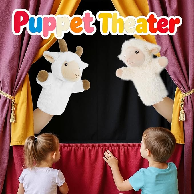 Hand Puppet Educational Learning Tool for Imaginative Play Farm Animal Stuffed Toy Adult Size Fit Role Play Storytelling Goat