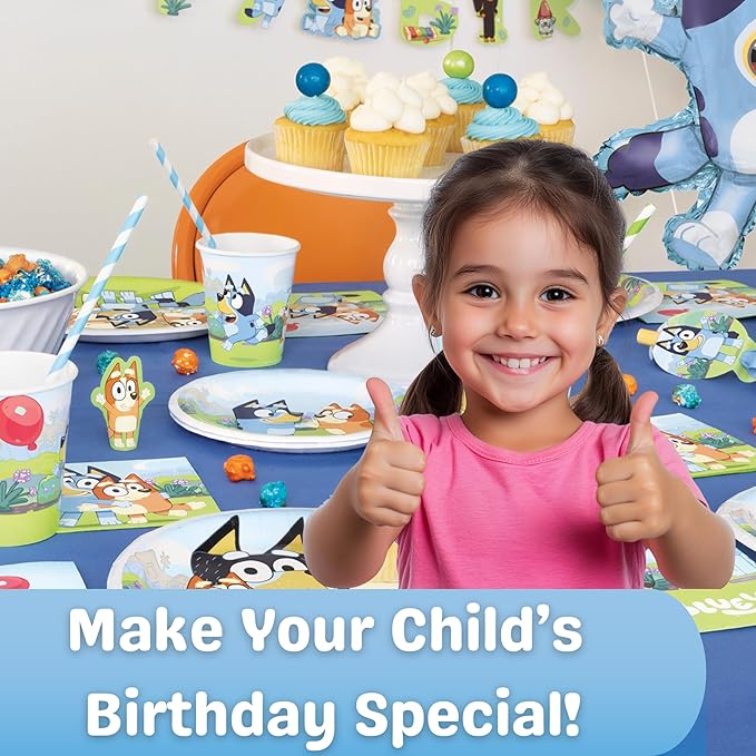 Unique Bluey Cups with Stickers | 16 Paper Cups, 4 Sticker Sheets, Checklist | Bluey Birthday Decorations | Party Supplies for Boys and Girls | Officially Licensed