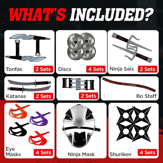 Liberty Imports Ninja Warrior Toy Weapons Role Playset Kids Pretend Play Dress Up Battles Costume Accessories