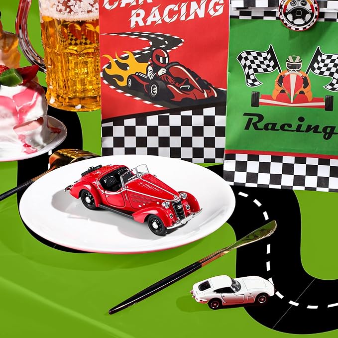 Irenare 3 Pcs Racing Table Cloths Car Birthday Party Supplies 54 x 108 Inch Racetrack Table Runner Covers Disposable Rectangular Road Tablecloth for Kids Boy Car Theme Party Decor (Green)