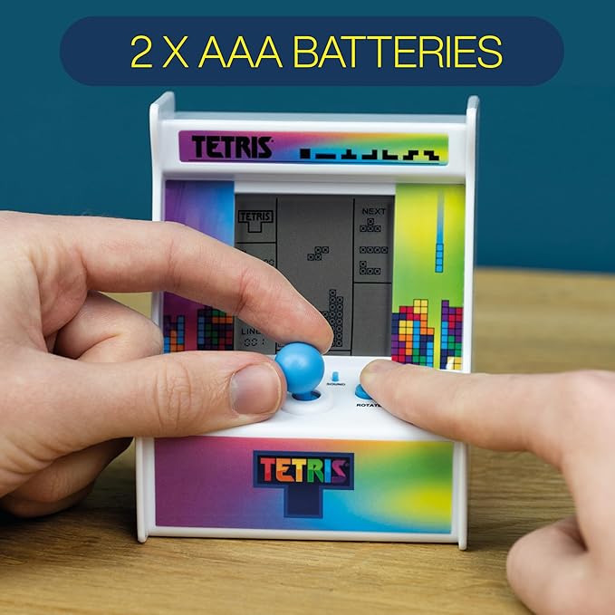 Tetris Desktop Arcade Retro Handheld Game Console – Portable Mini Video Game Console with Sprint & Marathon Modes, Classic Electronic Handheld Video Games for Kids & Adults