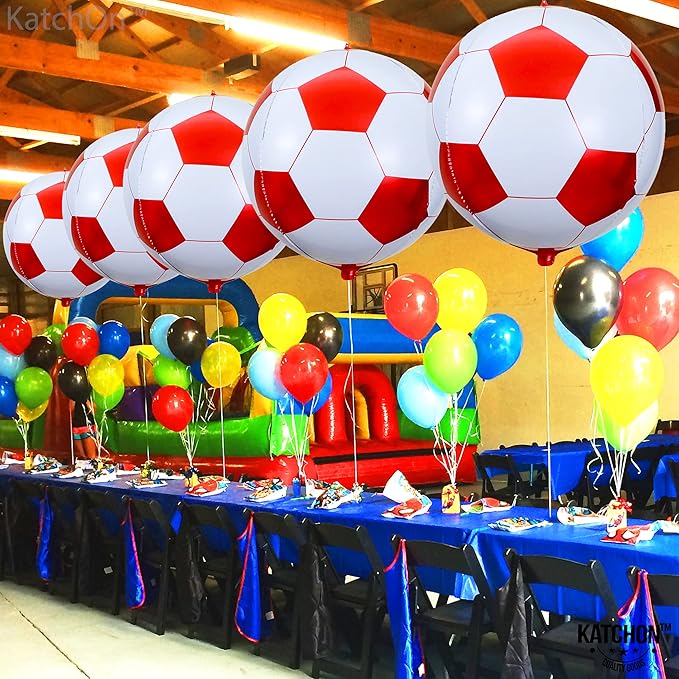 KatchOn, Huge 22 Inch Red Soccer Balloons - Pack of 6, Soccer Decorations | Foil Red Soccer Ball Balloons, Red Senior Night Decorations | Red Soccer Party Decorations | Red Soccer Birthday Decorations
