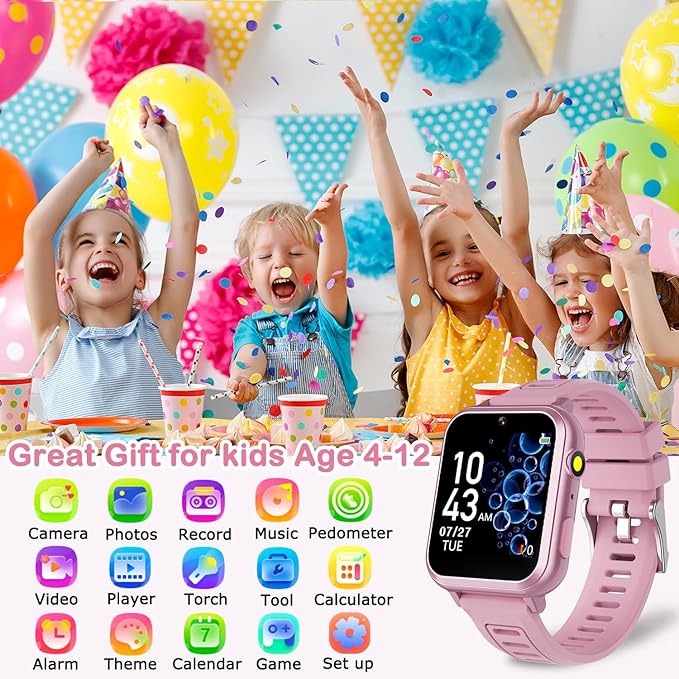 Cosjoype Smart Watch for Kids Age 4-12, 39 Games Touchscreen Girls Watch with Video Camera Music Player Pedometer Flashlight, Toys Christmas Birthday Gifts for Kids Age 5 6 7 8 9