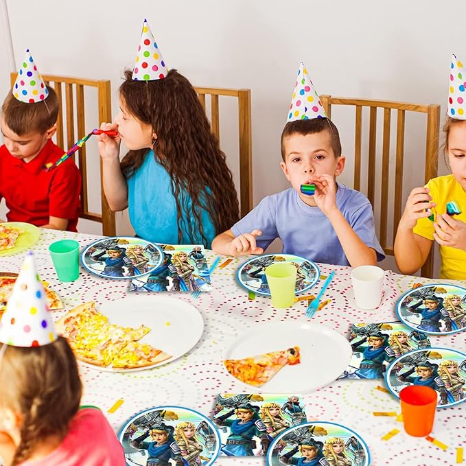 40Pcs Zeldas Party Supplies include 20 plates, 20 napkins for the Zeldas birthday party decoration