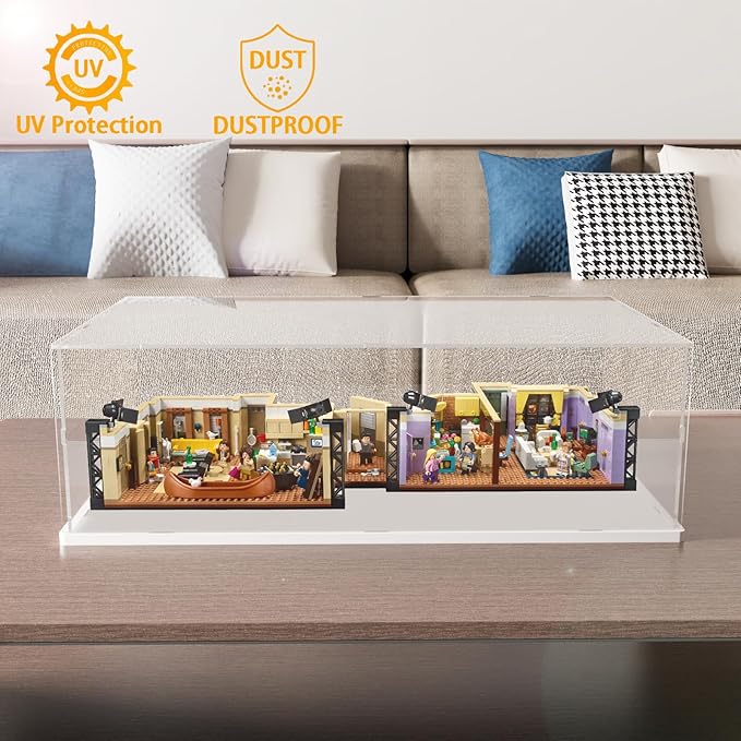 Acrylic Large Display Case for Lego The Friends Apartments 10292, Oracle Red Bull Racing F1 Model Car 42206, Clear Dustproof Protection Display Box for Collectibles with Black Base(25.6x13.8x7.8 inch)