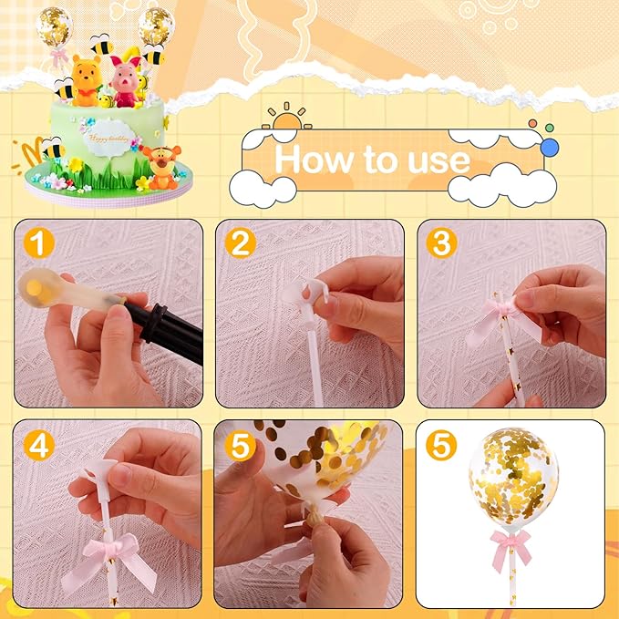 Newmemo Winnie Cake Topper 12Pcs Winnie figurines Pooh Cake Toppers Winnie Cupcake Toppers Pooh Bear Cake Picks Winnie Cake Decorations for Winnie Birthday Baby Shower Party Decorations Supplies