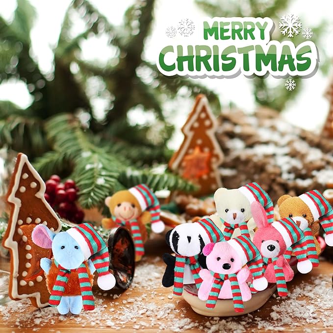 Skylety 50 Pcs Mini Stuffed Animals Bulk Cute Safari Jungle Small Plush Doll Toy Set Tiny Plush Keychain Decoration for Easter Party Favor Gift Carnival Classroom Prize(Assorted Animals,Vivid Color)