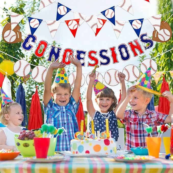 Baseball Party Decorations Baseball Concessions Banner Triangle Bunting Pennant Flag Decor with Tassel Garland for Baseballs Sports Themed Birthday Party Supplies