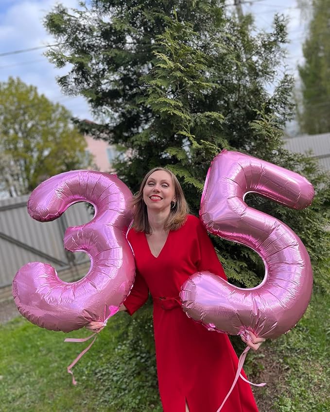 40 Inch Pink Number 4 Balloon, Giant 4 Number Balloons for 4th Birthday Decorations, Party Supplies for Baby Boy Girl, Pink Party Decor