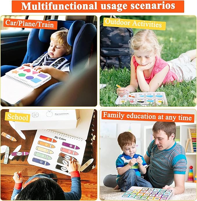 HAN-MM Busy Book for Toddlers 3-5, Montessori Busy Book with 30 Themes and 8 Markers, Kids Binder and Early Learning Toys, Preschool Busy Books for Toddlers, Tracing Coloring Book, BusyTots