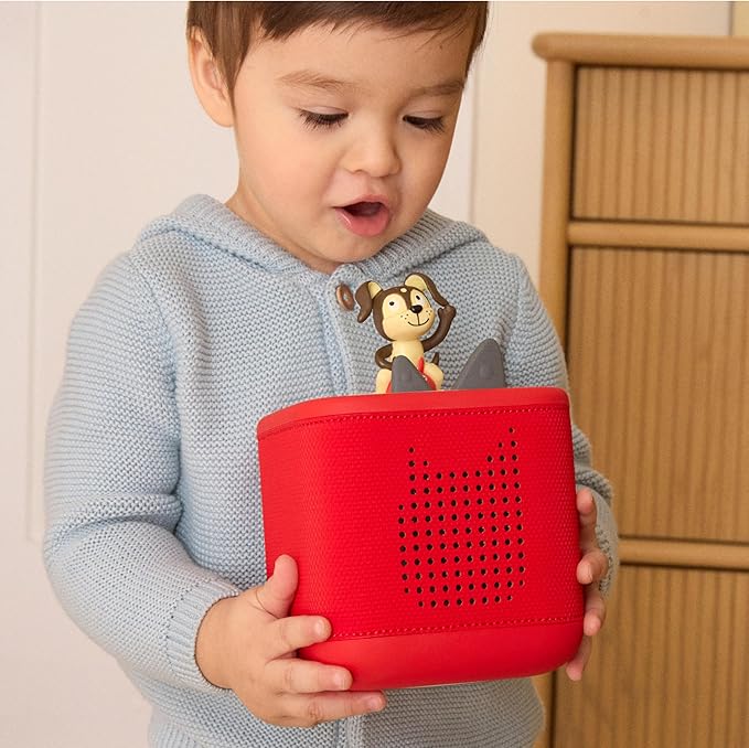 Toniebox 2 Audio Player Favorite Songs Bundle for Kids 1+ with Playtime Puppy, Bedtime Songs, Counting Songs, and Celebration Songs - Sunset Red
