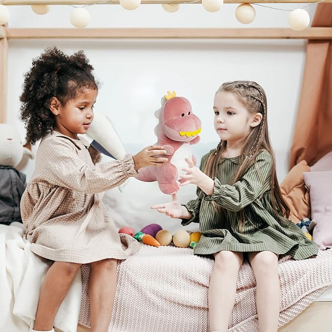 Dinosaur Stuffed Animal, 12in Pink T-Rex Plush Toy, Soft Dino Plushie for Kids Boys Girls