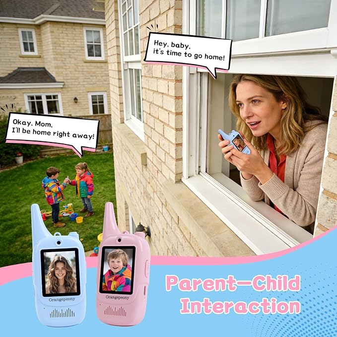 Video Walkie Talkies for Kids 2 Pack, Ages 3-12 Boys & Girls, Screen 2-Way Radios with 4 Voice Effects, Indoor/Outdoor/Camping