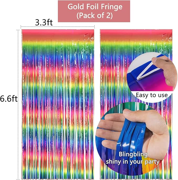 Rainbow Birthday Decorations for Kids Girls Women,Colorful Birthday Party Decorations for Girls with Happy Birthdays,Colorful Circle Parper Garland,Rainbow Fringe Curtain, Colour Party Supplies