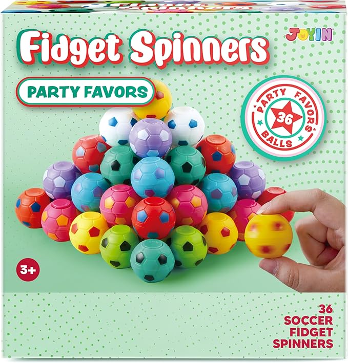 JOYIN 72 Pack Soccer Fidget Spinners for Kids, Soccer Party Favors, Fidget Toys Bulk, Stress Balls, Easter Egg Fillers Goodie Bag Stuffers for Birthday Party, Treasure Box for Classroom