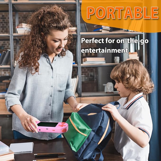 Handheld Games for Kids Adults with Built in 268 Classic Retro Video Games,3.0'' Color Screen Rechargeable Portable Arcade Gaming Player,Boys Girls Travel Electronics Toys Birthday Gift (B-Pink)
