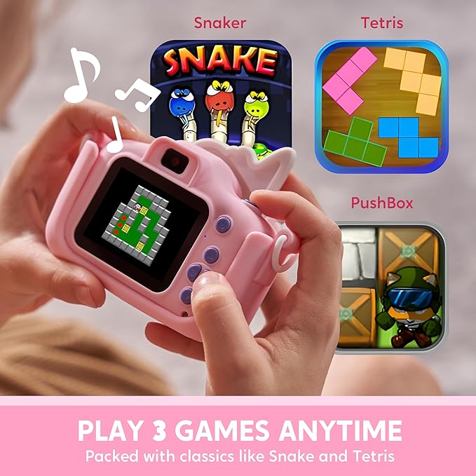 SYNCFUN Kids Camera, Birthday Gifts for Girls 3 4 5 6 7 8 Year Old, Unicorn Toys Selfie Toddler Toy, 1080P HD Selfie Digital Video Camera with 32GB SD Card (Unicorn)