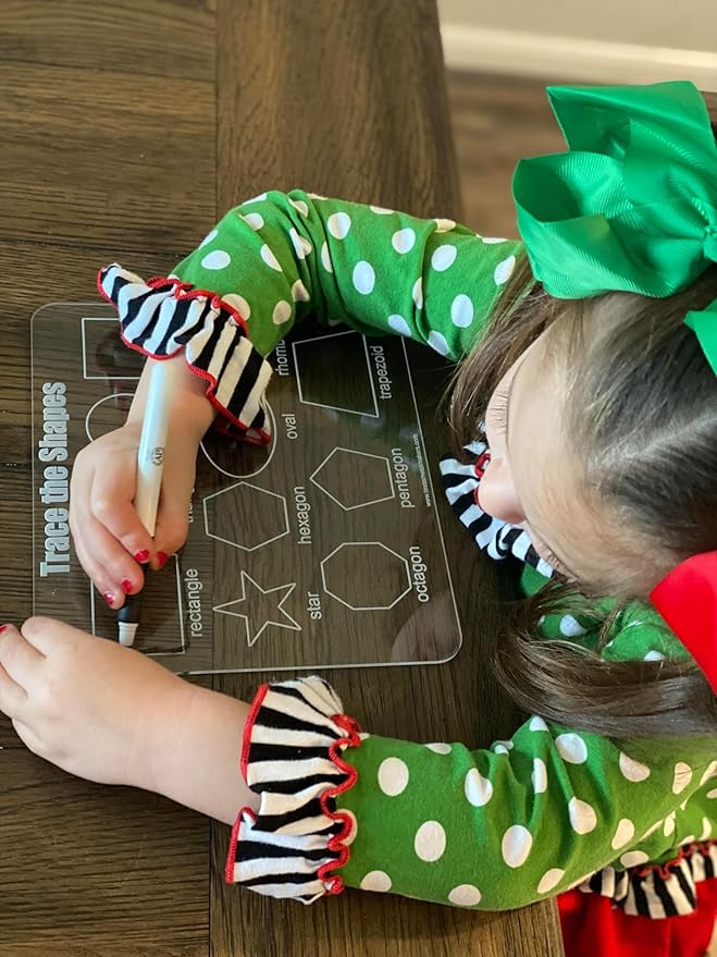 Trace the Shapes | Acrylic Dry Erase Learning Board | Reusable Washable Board | Preschool Learning | Education Supplies
